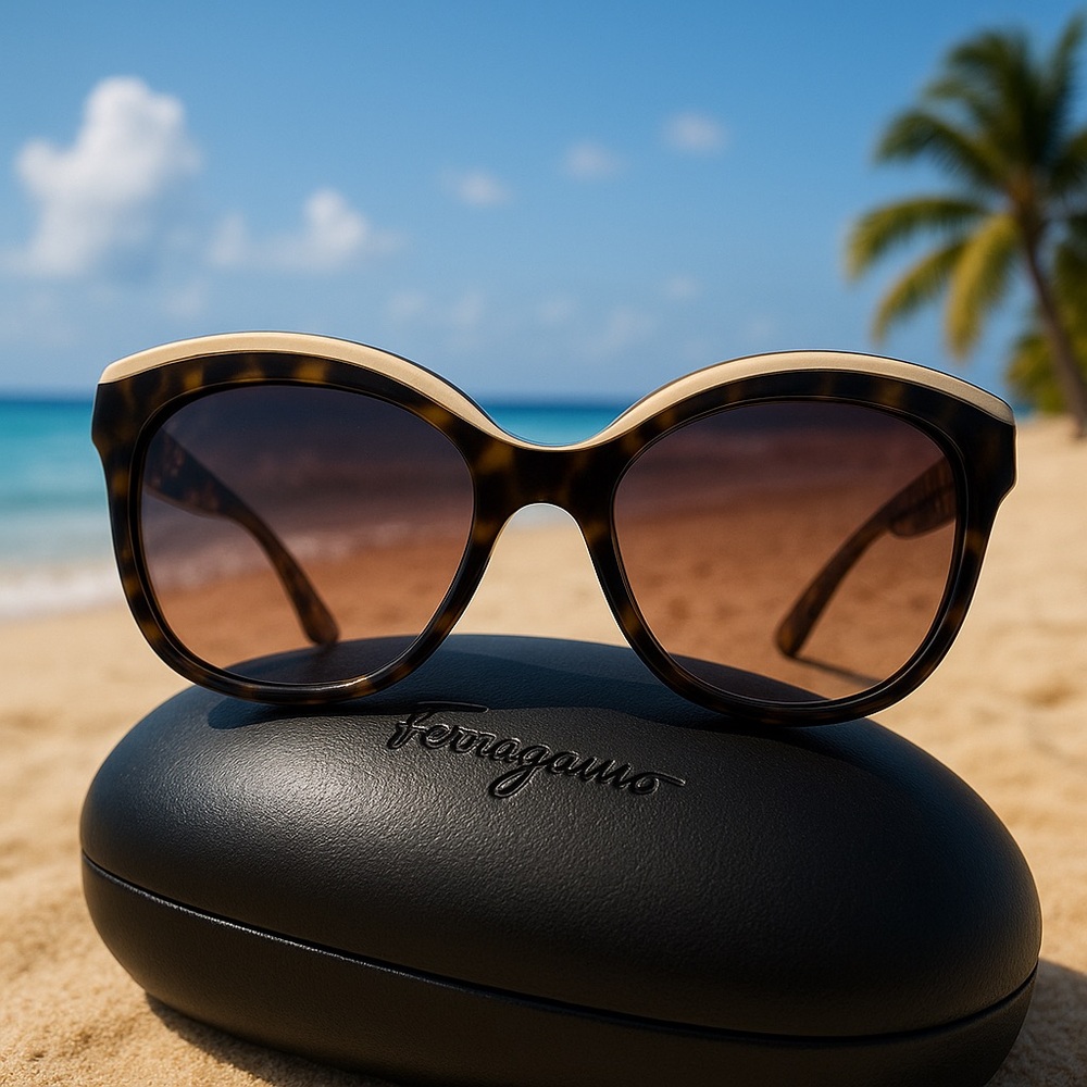 Salvatore Ferragamo Brown Sunglasses Oversized Gradient Lenses